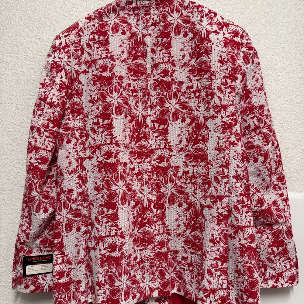 Red & White Floral Notch-Lapel Sport Coat - Picture 2 of 4